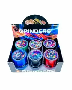Psychedelic Eye Metal Grinder With Led Light+Charger 63mm - 4 Parts - Assorted Designs