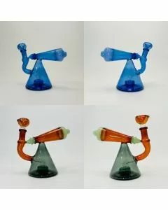 Pyramid Body With Telescope Perc Waterpipe - 6 Inches - (RH-178)