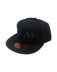 Raw - Poker Hat Black on Black Flat Brim Flex Fit Hat - Small or Medium Size