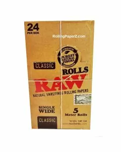 RAW - ROLLS CLASSIC SINGLE WIDE PAPER - 5 METER ROLLS - 24 PER BOX