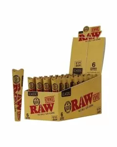 Raw - Classic Unrefined Pre Roll Cone - 1 1/4 - 6 Per Pack - 32 per display