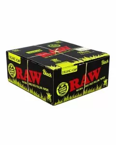 Raw Organic Black Hemp Rolls - King Size Wide Slim - 12 Rolls Per Box