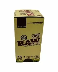 Raw - Organic Hemp Cone  - 1 1/4 Size - 75 Counts Per Box
