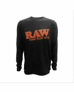 RAW -  100%COTTON LONG SLEEVE BLACK SHIRT