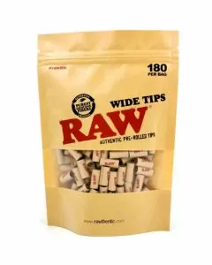 RAW WIDE TIPS PRE-ROLLED - 180 TIPS PER PACK