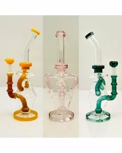 Waterpipe 13" Inch - Recycler With Bent Neck and Showerhead Perc