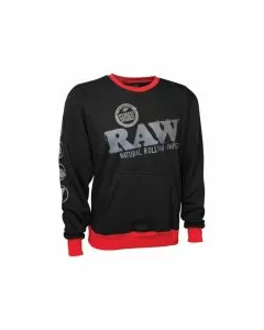 
Raw Black Crewneck Sweatshirt With Kangaroo Pocket
