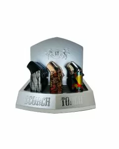 Scorch Torch - 45 Degree Triple Torch With Cigar Punch - Metallic Designs - 12 Counts Per Display (61724)