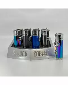 SCORCH TORCH TURBO STRAIGHT UP SHOOTER TORCH WITH CIGAR PUNCH - 12 COUNTS PER BOX - ASSORTED