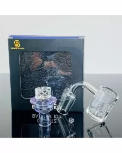 SENSE GLASS - BANGER KIT - R-M AND TERP PEARL WITH CYCLONE SPINNER CARB CAP - 19MM MALE  - 90 ° DEGREE