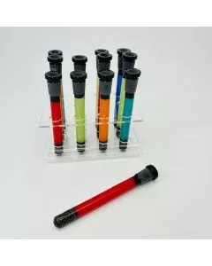 Sense Glass - Downstem - 5.5 Inches X 6 Inches - Colored Tube With Dicro Base - 19mm -  Assorted Colors - 12 Counts Per Display