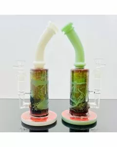 Sense Glass Neck Bend Waterpipe With Siren Design - 10 Inch - Assorted