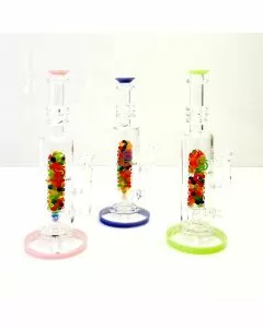 Sense Glass Straight Waterpipe With Inline Perc - 12 Inch - Water Beads - WPSC2471