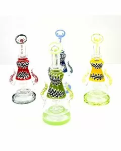 Sense Glass Wigwag Waterpipe With Showerhead & Double Horns Perc - 10 Inch - WPSC2809
