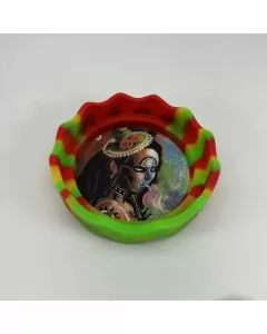 Silicone Ashtray Round With Sticker - Assorted Designs and Assorted Colors - A12