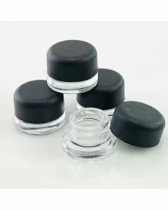 GLASS JAR REGULAR - 7ML CLEAR - TOP BLACK - 12 COUNT PER PACK