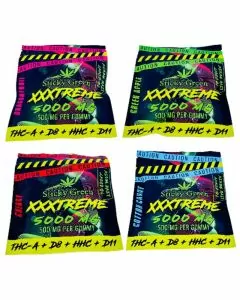Sticky Green Xxxtreme - Live Resin Delta 8+Delta 11+Thc-A+Hhc - 5000 mg Gummies