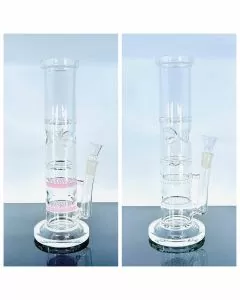 Straight Waterpipe With Double Honeycomb Perc - 10.5 Inch - WPAG106