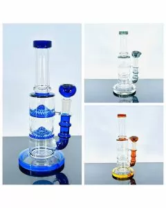 Straight Waterpipe With Double Honeycomb Perc - 9 Inch - WPAG107