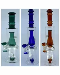 Straight Waterpipe With Double Perc - 13 Inch - WPAG150