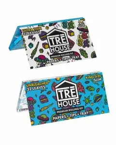 Tre House - Premium Rolling Kit - Papers and Tips - Tray - 1 1/4 Size - 32 packs - 20 Packs Per Box 