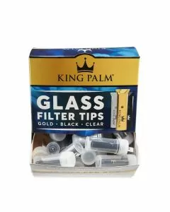 KING PALM GLASS FILTER TIPS- 48 COUNT PER BOX - BLACK - CLEAR - GOLD