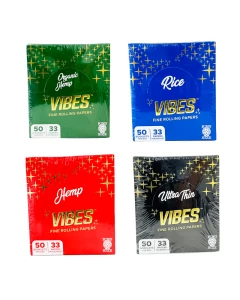 VIBES KING SIZE SLIM ROLLING PAPERS - 33 PAPERS PER PACK - 50PACK PER BOX