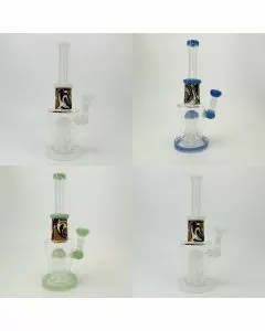 Waterpipe - Wig-wag Deco With 9-arm Tree Perc - 12 Inches  - (RH-176)