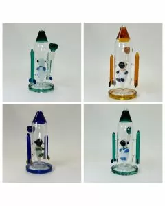 Waterpipe - 9 Inches - With Double Rocket and Astronaut Perc