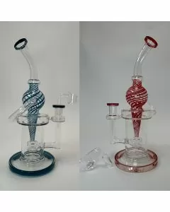 Waterpipe 10 Inch - Recycler Color Swirl Ball With Showerhead Perc
