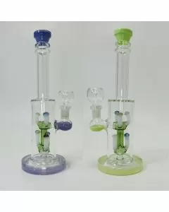 Waterpipe 10" inch - Straight With Mushrooms Perc - Assorted Colors - Price Per Piece
