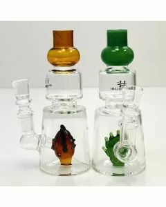 Waterpipe 6" Inch - Helios Glass Color Mouthpiece With Rick Perc 