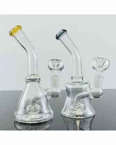 GLASS WATERPIPE 6" INCH - CURVED NECK WITH INLINE PERC - ASSORTED