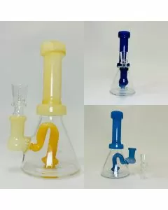 Waterpipe Beaker with Color Tube and Showerhead Perc - 7 Inch - WPTG59