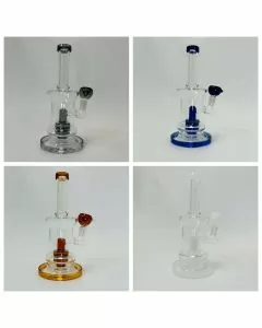Waterpipe With Color Rim And Ufo Perc - 9 Inch - WPAG124