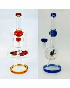 Waterpipe With Inline And Flowers Perc - 11.5 Inch - WPAG118
