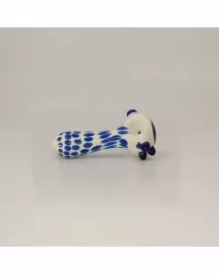 White Handpipe with Color Dots And Honeycomb Head - 4 Inch - HPSI38