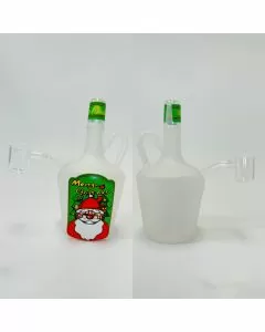Wine Jug Jar Waterpipe - 6 Inch - Merry Christmas with 10 mm Banger Perc