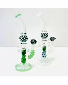 WPAG77 - 12 Inch Waterpipe - Bent Neck With Pineapple Showerhead Perc