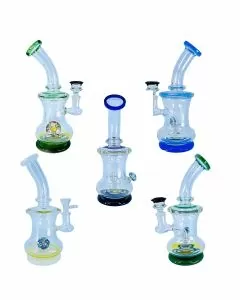 WPSC1008 - 8 Inch Waterpipe - Bent Neck With Marble Flower and Showerhead Perc