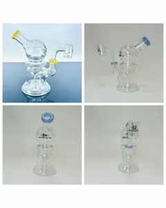 WPTG121 - Helios Glass - 6 Inch Waterpipe - Globe Telescopic With Showehead Perc and Banger