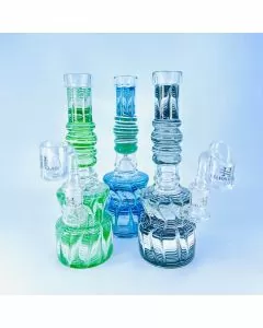 Helios Glass Waterpipe - 8 Inch Raked With Banger 