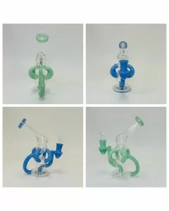 WATERPIPE 7" INCH - RECYCLER FOUR LINE WITH INLINE PERC - ASSORTED - PRICE PER PIECE