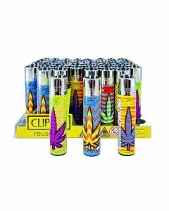 Clipper Lighter Reusable - 48 Pieces Per Display - Leaves - Assorted Colors