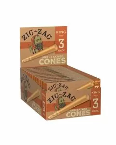 ZIG ZAG CONES UNBLEACHED KING SIZE - 3 PER PACK - 24 PACKS PER DISPLAY