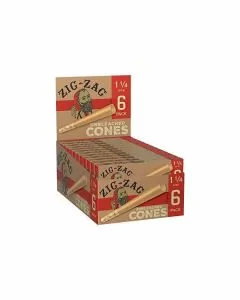 Zig Zag Cones Unbleached 1 1/4 - 6 Cones Per Pack - 24 Packs Per Display