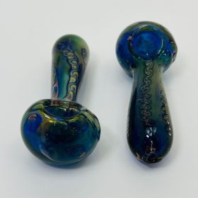 4 Inches Handpipe with Assorted Gold Designs - 6 Piece Per Jar