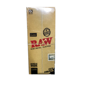 Raw Classic Natural Unrefined Rolling Papers With Cut Corners - Regular - Special Edition -50 Leaves Per Pack, Pack Of 50
