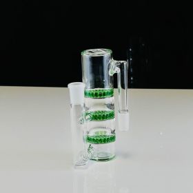 Glass Ash Catcher - Triple Honeycomb - 90° Degree Angle -  14mm Female-14mm Male - Assorted