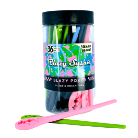 Blazy Susan Silicone Poker N Roach Tool - 36 Counts Per Jar - Assorted Colors